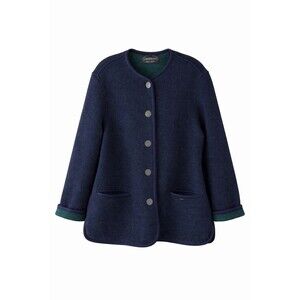 Giesswein Boiled Wool Jacket Women Large 44 Blue Austrian Loden Button Cardigan